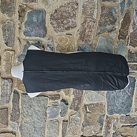 Theory White & Black Viscose Round Neck color block Sleeveless Dress Size 10 - Picture 5 of 9